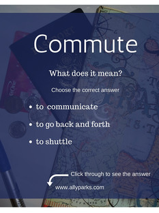 Commute means to go back and forth, to shuttle. Download free Vocabulary Worksheet. Define commute, commute meaning. ESL, English Worksheets, Vocabulary Worksheet, worksheet English, English words, learn English vocabulary, http://www.allyparks.com/english-blog/vocabulary-worksheets-commute